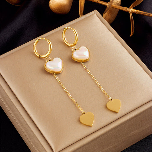 Aqua Gold Pearl Hearted Earrings