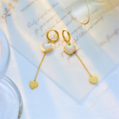 Aqua Gold Pearl Hearted Earrings