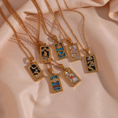 Colorful Gold Tarot Cards Necklaces