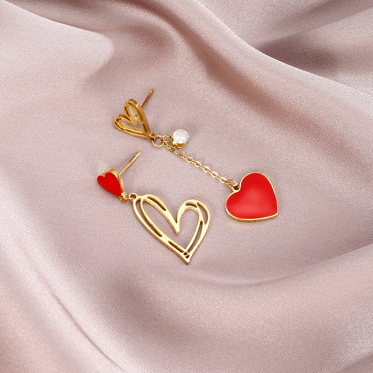 Blaire Earrings with Red Heart Set